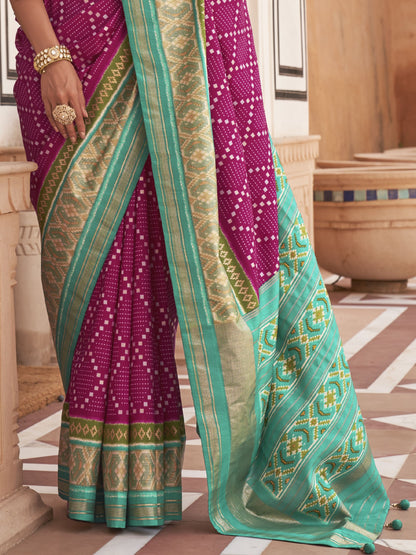 Jam Magenta Patola Saree