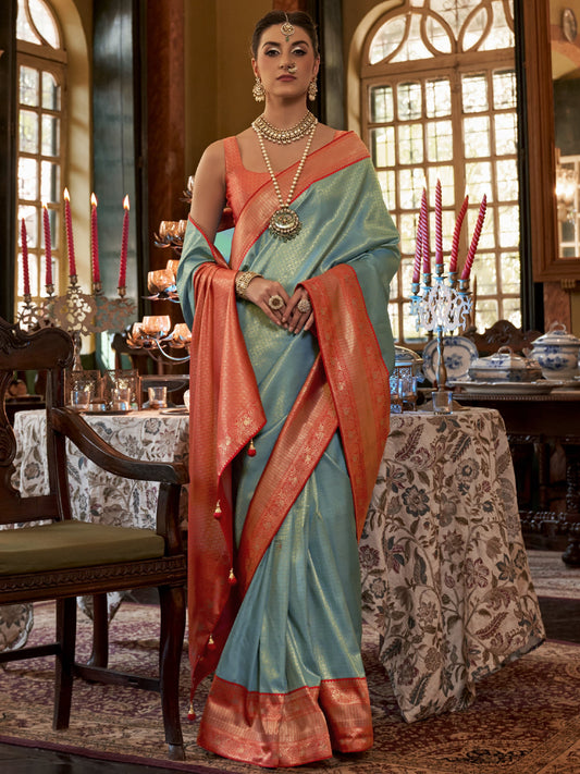 Light Blue Kanjivaram Saree