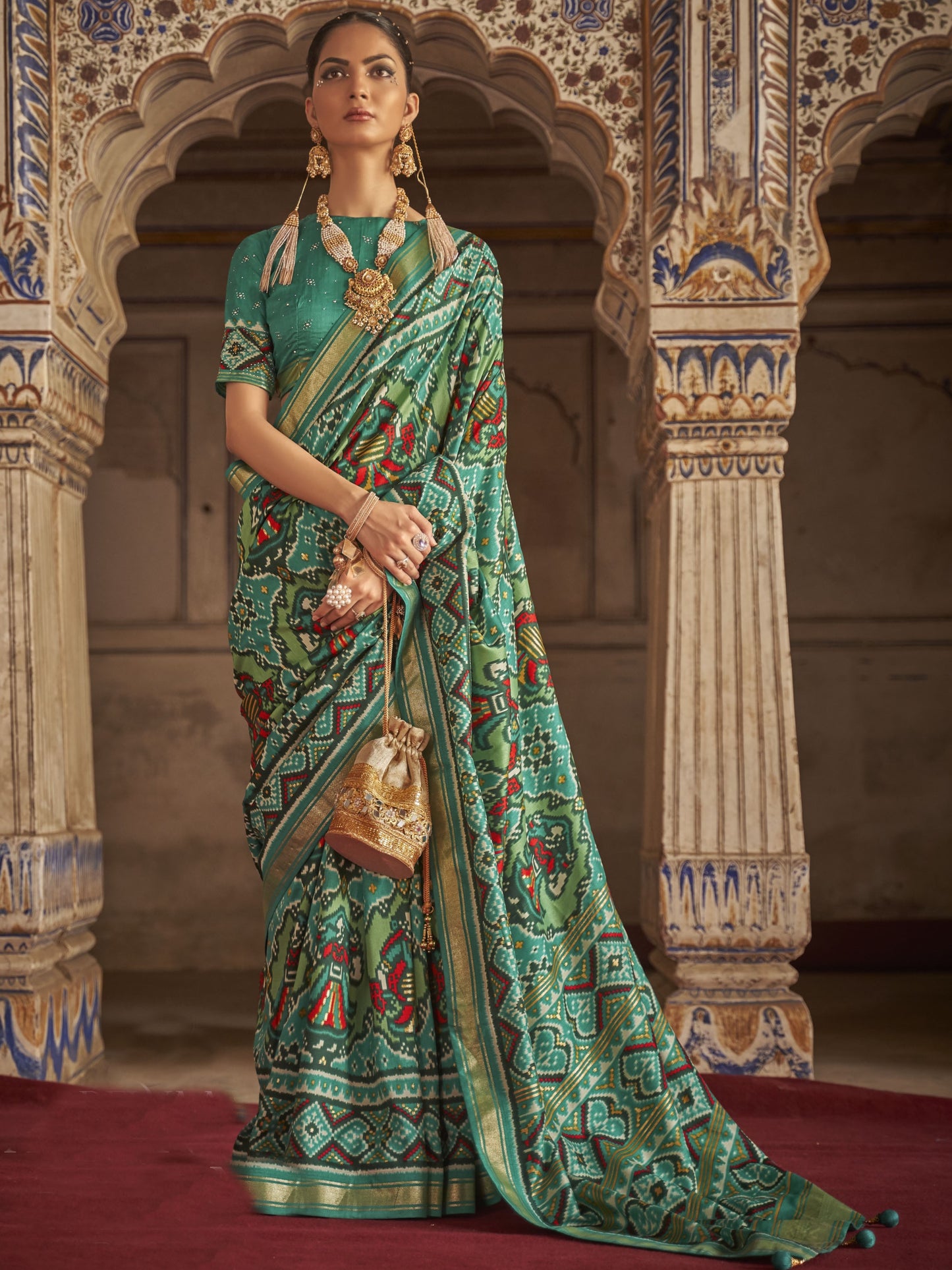 Mint Green Patola Saree