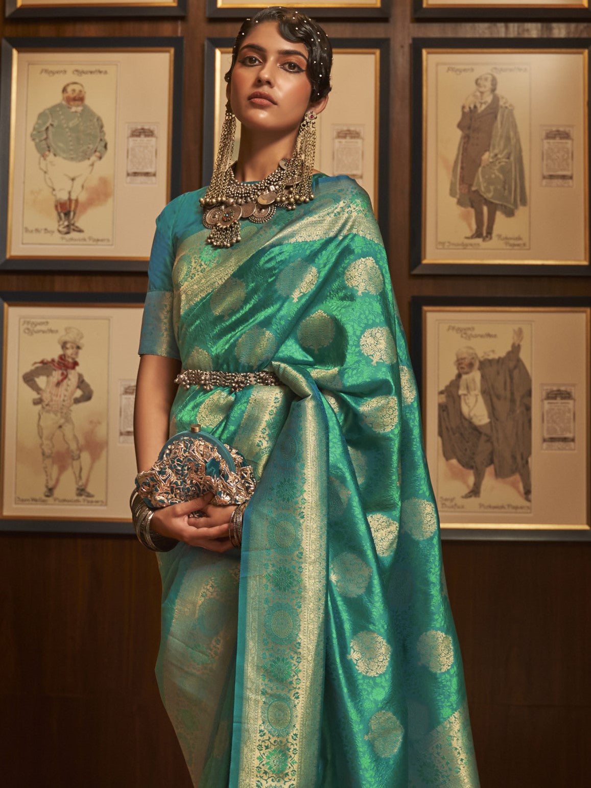 Persian Green Woven Banarasi Saree