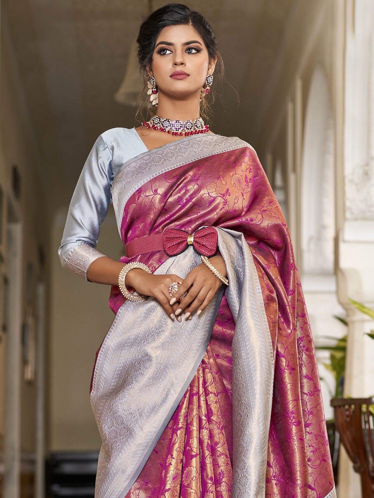 Berry Magenta Kanjivaram Saree