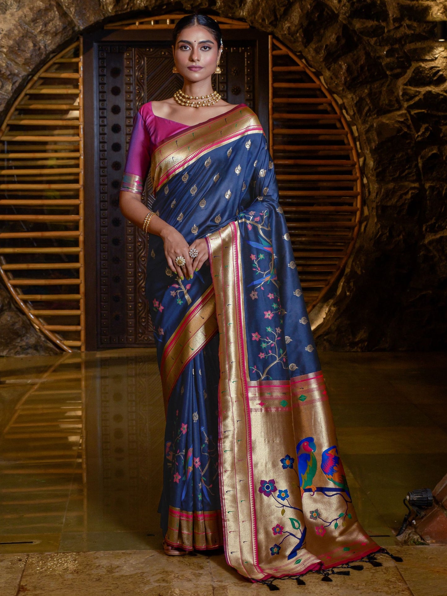 Deep Blue Woven Paithani Saree