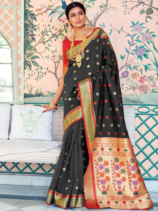 Midnight Black Paithani Saree