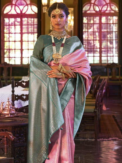 Raspberry Pink Kanjivaram Saree