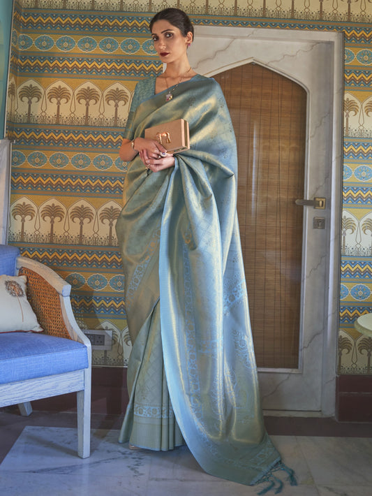 Powder Blue Kanjivaram Saree