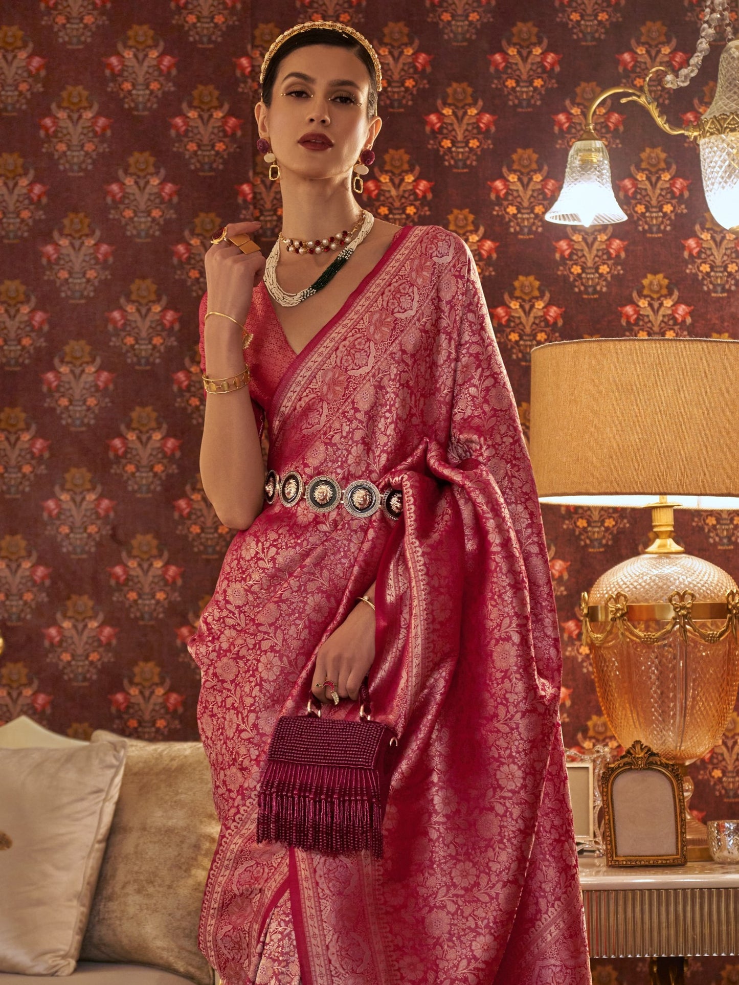 Jaz berry Red Kanjivaram Saree