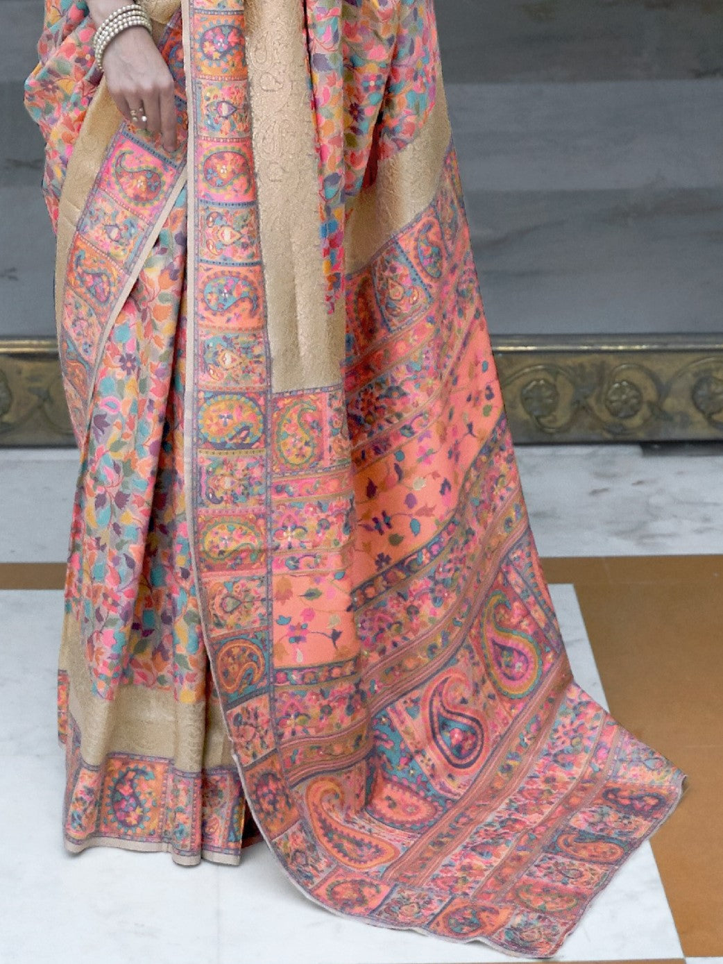 kashmir work saree