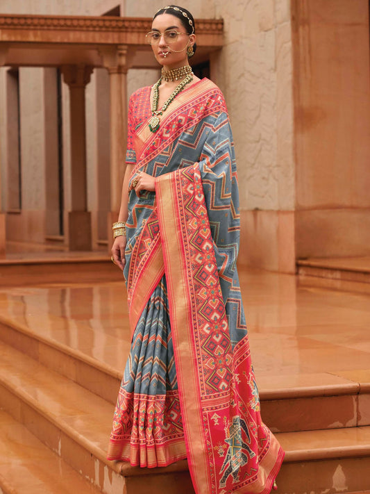 Slate Gray Patola Saree