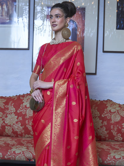 Punch Pink Banarasi Saree