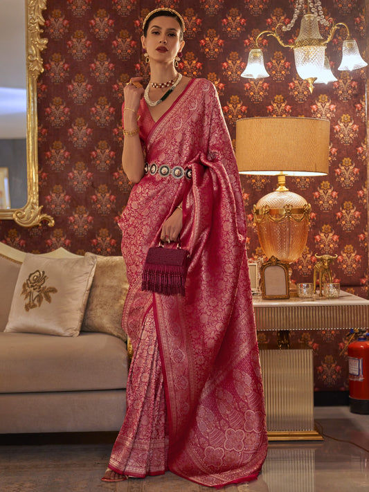 Jaz berry Red Kanjivaram Saree