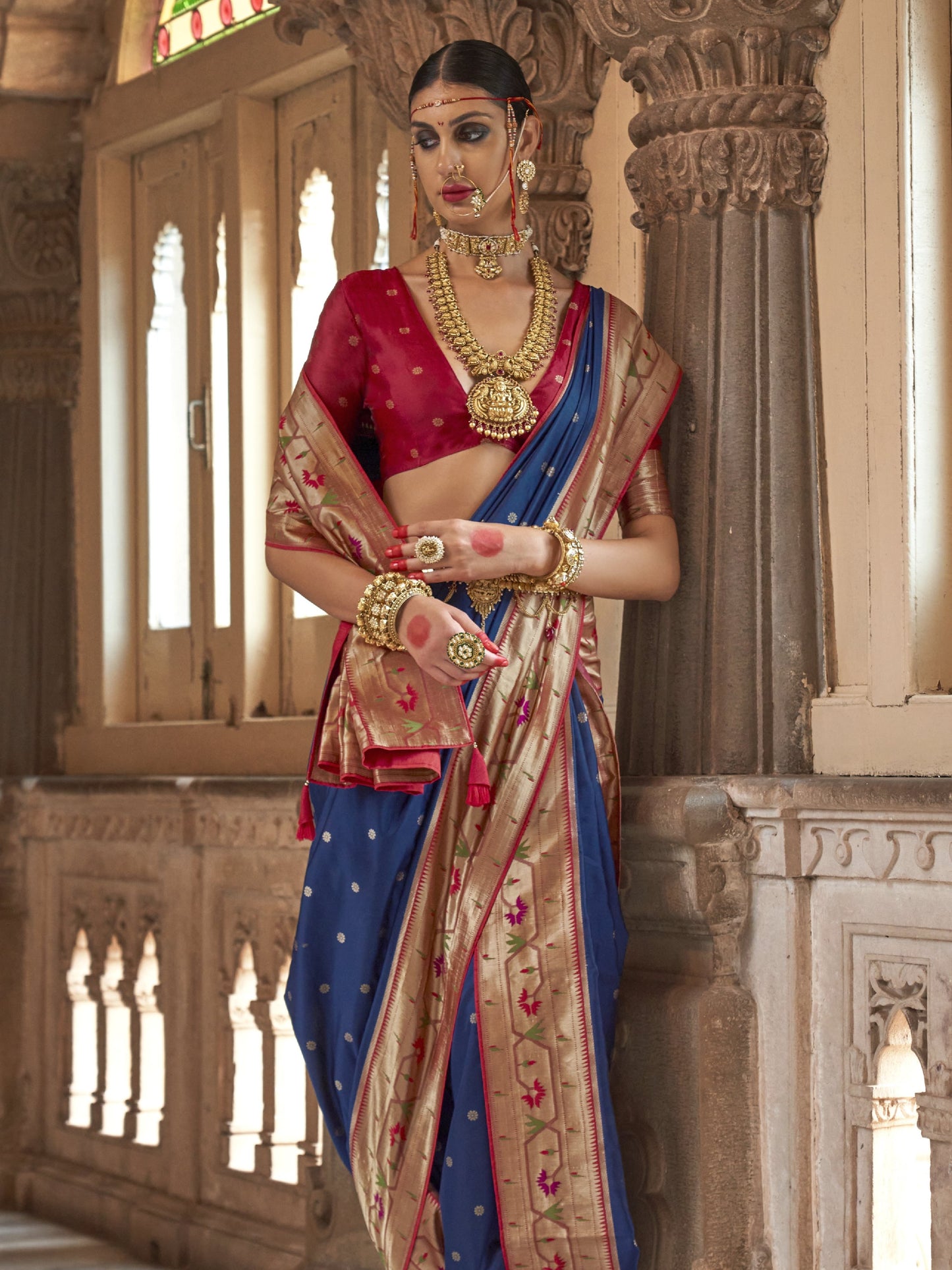 Cobalt Blue Woven Paithani Saree