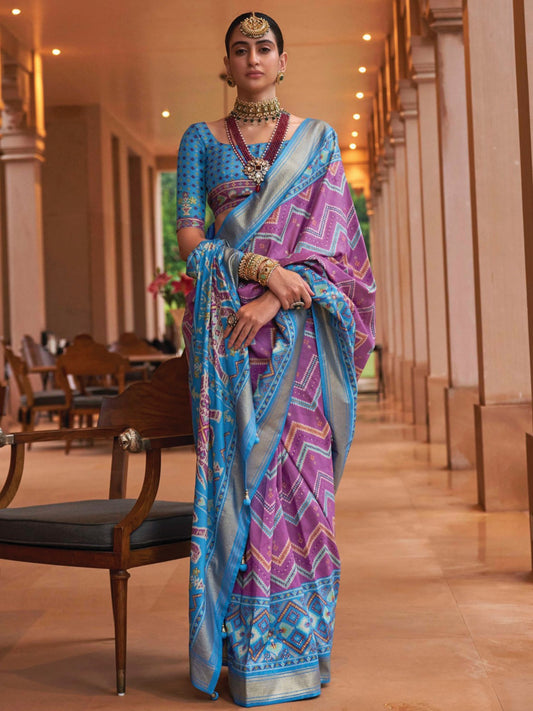 Floral Lavender Patola Saree