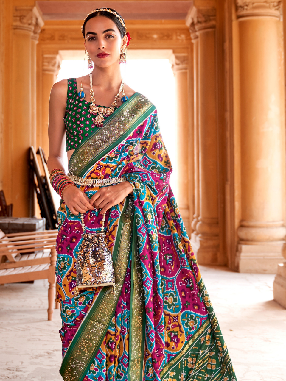 Multicolor Patola Silk Saree