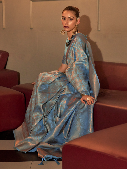 Classic Blue Woven Kanjivaram Silk Saree