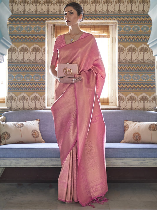 Tulip Pink Kanjivaram Saree