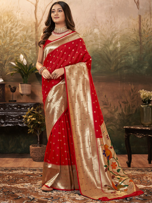 Brick Red Paithani Saree