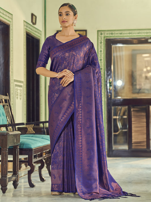 Sapphire Blue Kanjivaram Saree