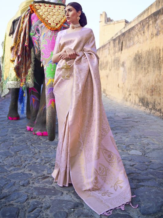 Pastel Pink Kanjivaram Saree