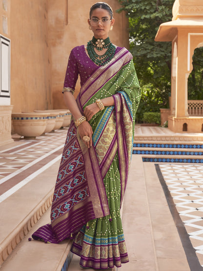 Avocado Green Patola Saree