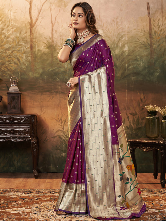 Imperial Violet Paithani Saree