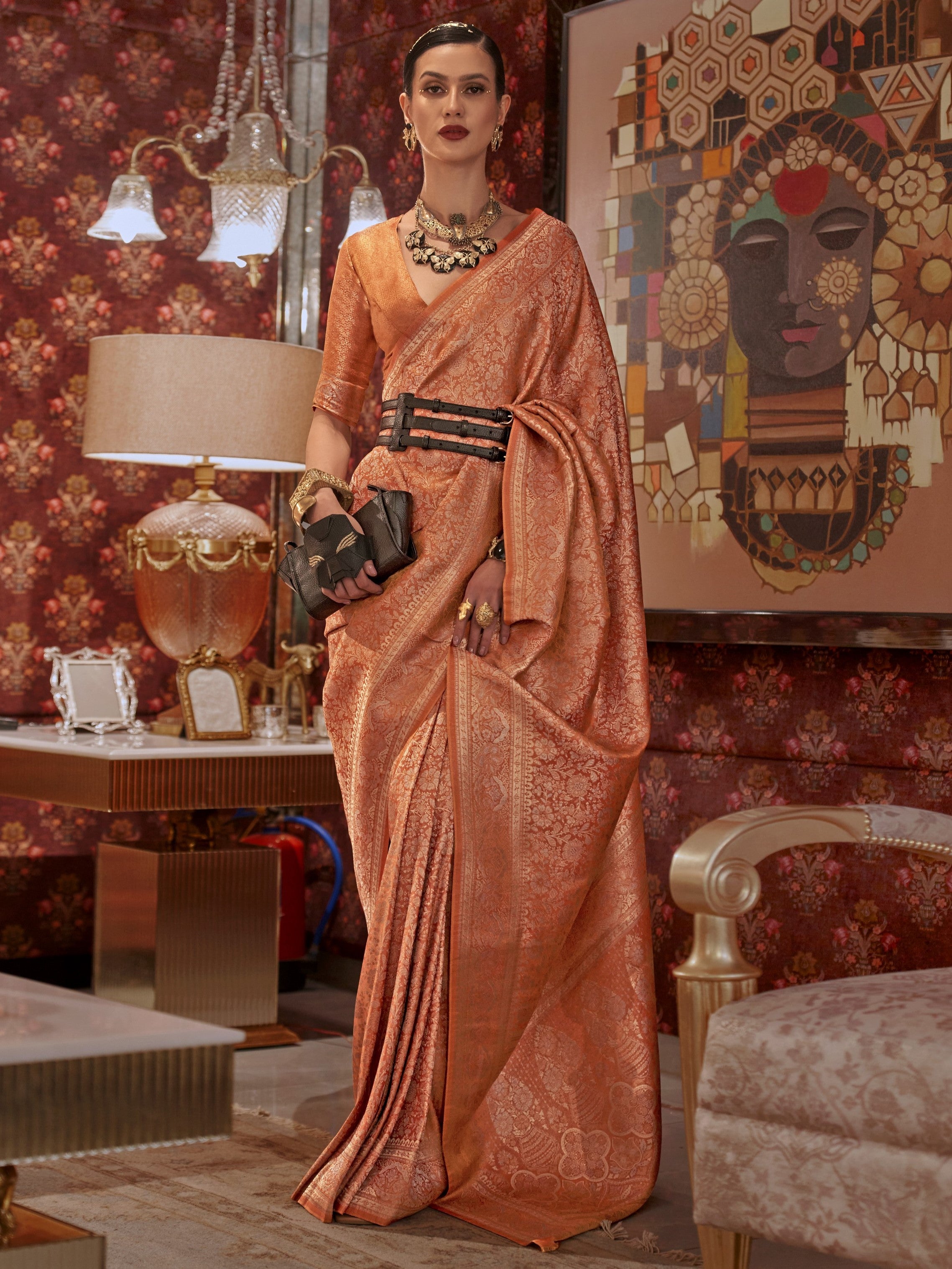 1 Min Ready-To-Wear 3D Padding Shaded Colour Saree Collection With Met –  ekmazon.com