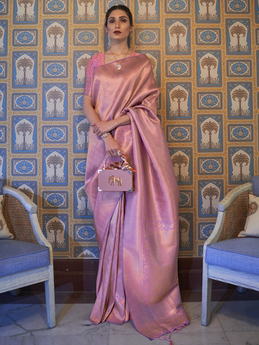 Shiny Lilac Kanjivaram Saree