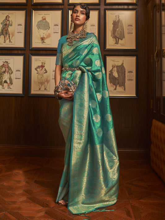 Persian Green Woven Banarasi Saree