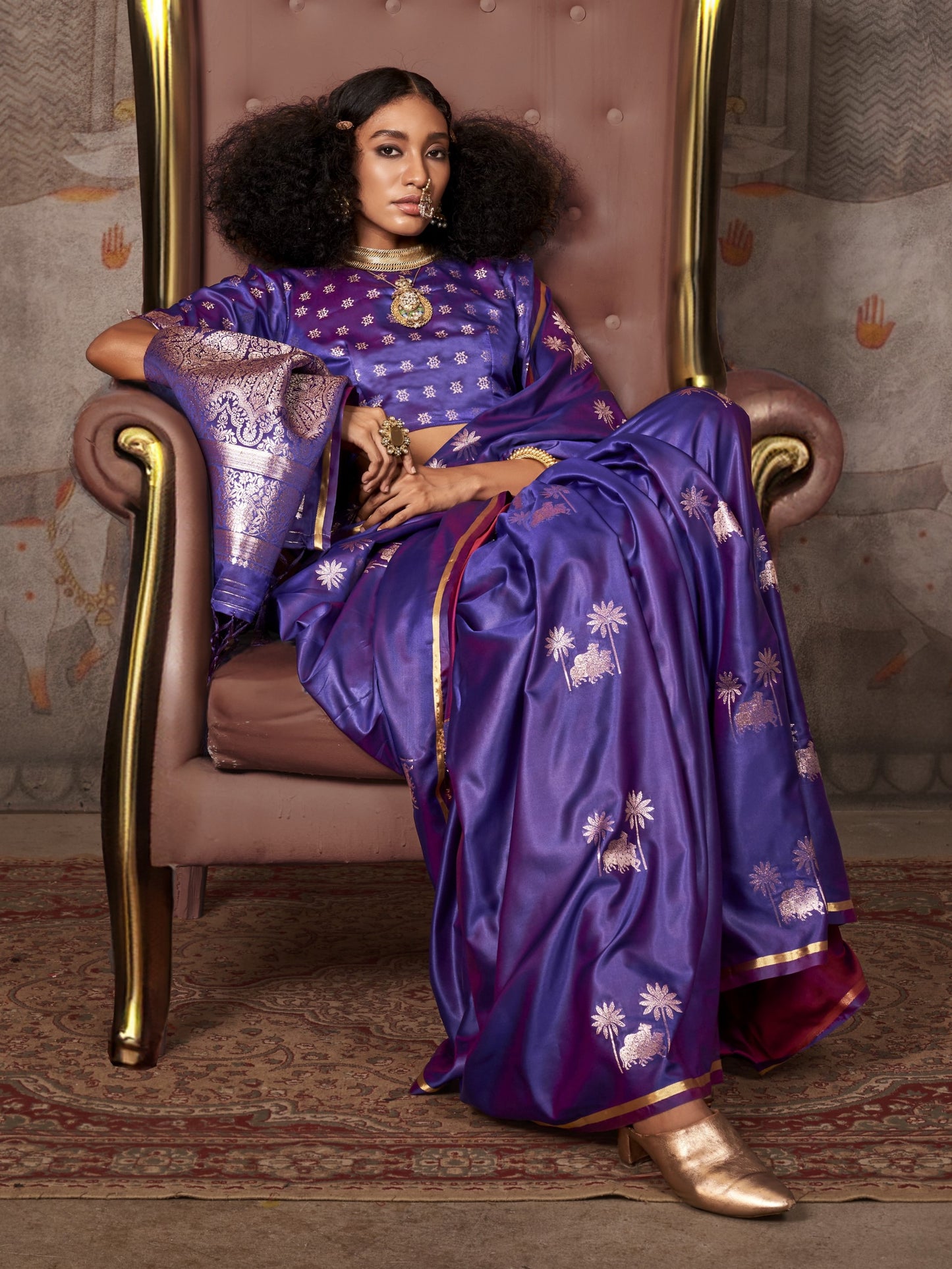 Luxury Purple Woven Banarasi Silk Saree