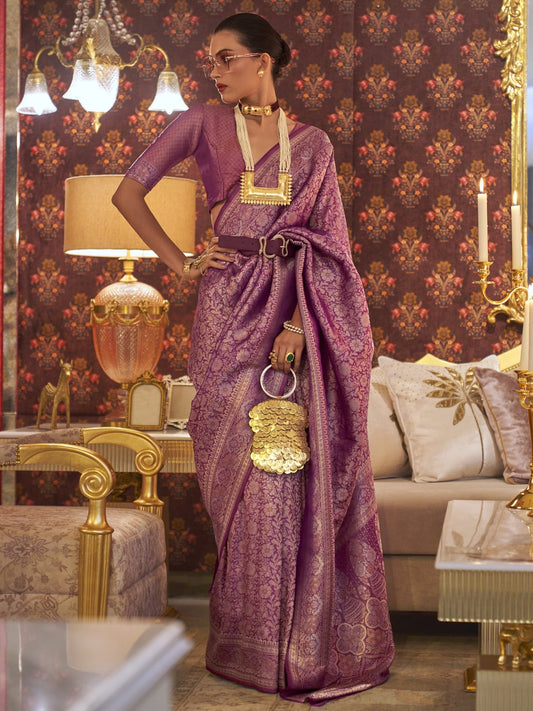 Dark Orchid Kanjivaram Saree