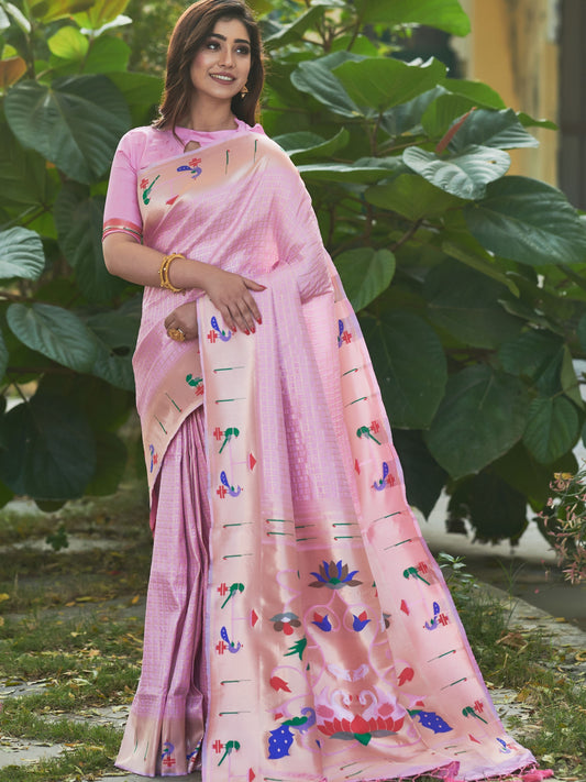 Pastel Pink Paithani Saree