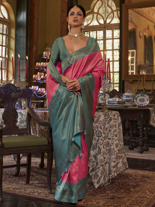 French Pink Kanjivaram Saree