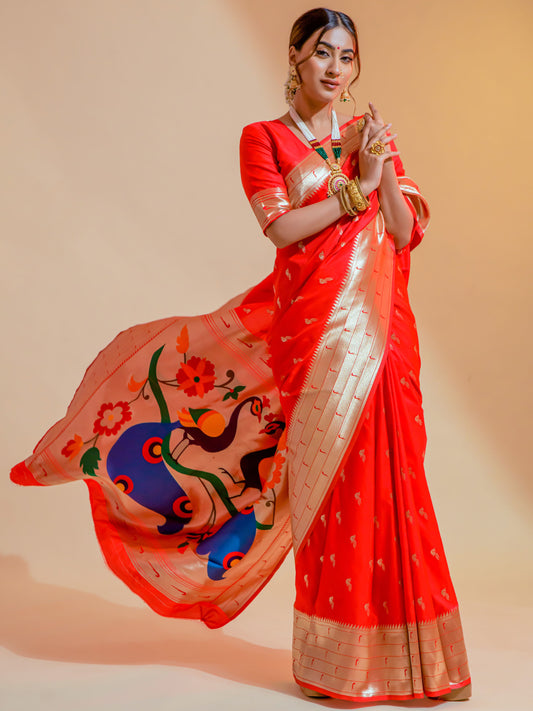 Bridal Red Paithani Saree