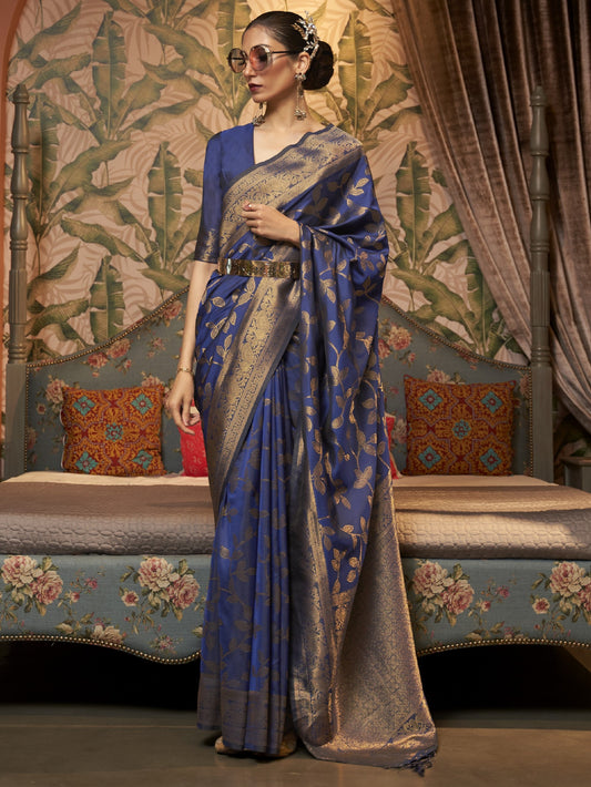 Phthalo Blue Woven Banarasi Saree