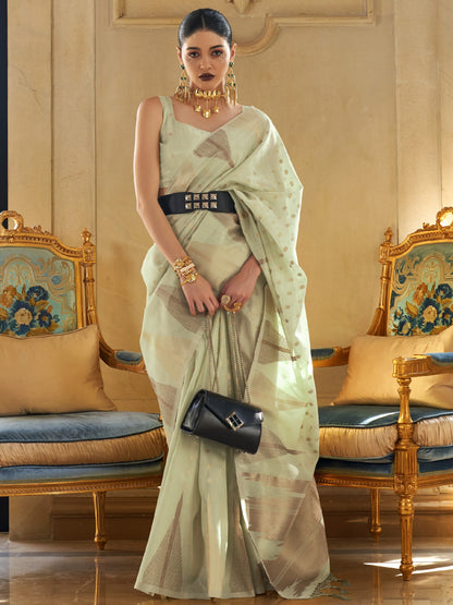 Tea Green Tissue Silk Saree