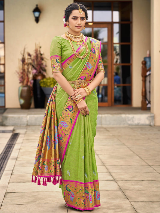 Apple Green Paithani Saree