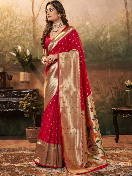 Crimson Red Paithani Saree