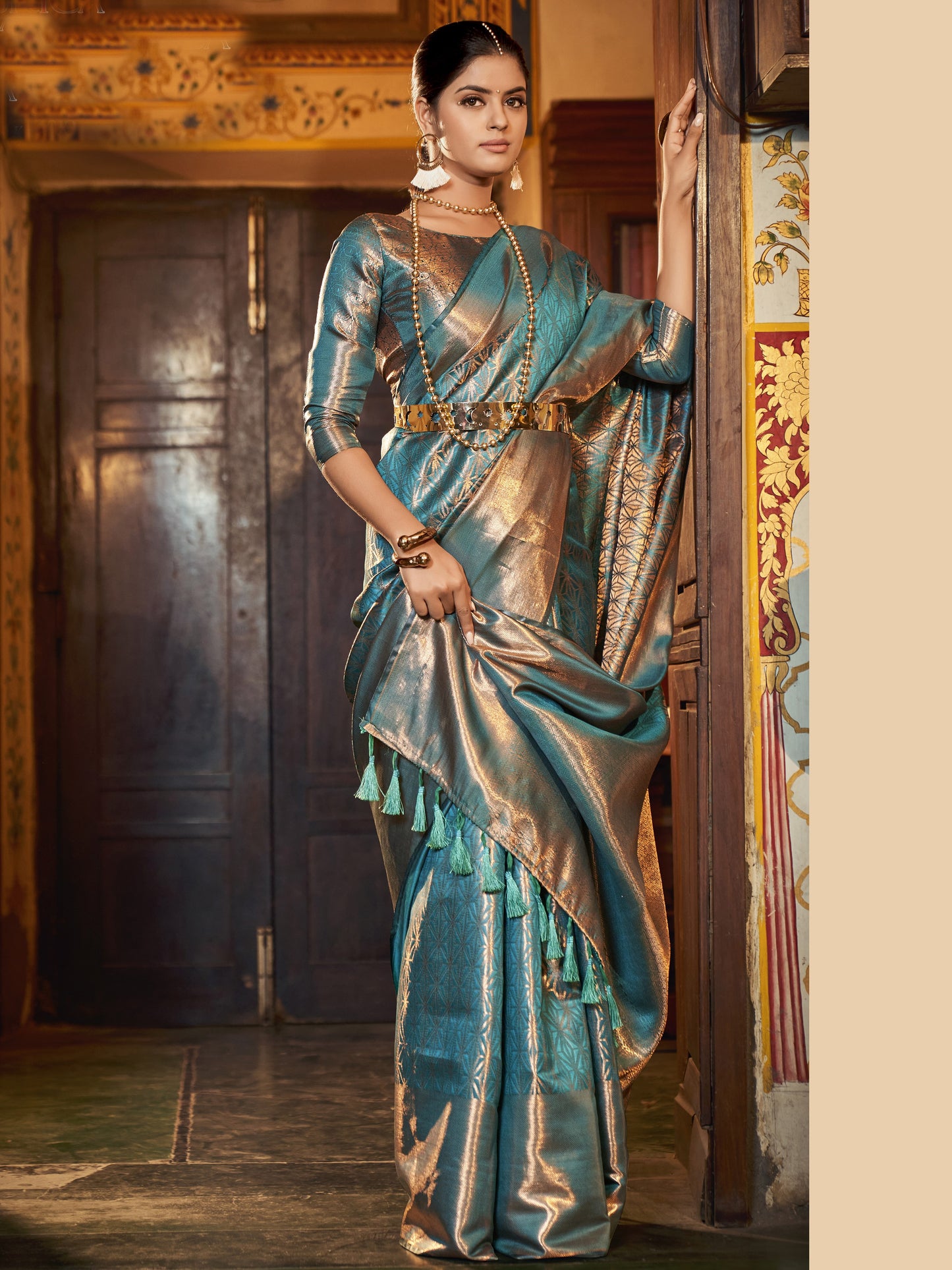 Azure Blue Kanjivaram Saree