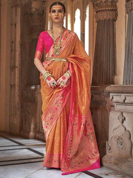 Sunrise Orange Woven Paithani Saree