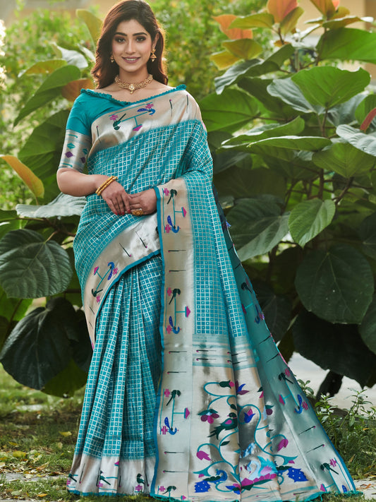 Cerulean Blue Paithani Saree