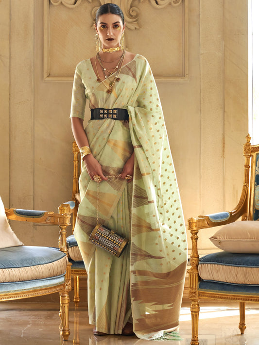 Pistachio Mint Tissue Silk Saree