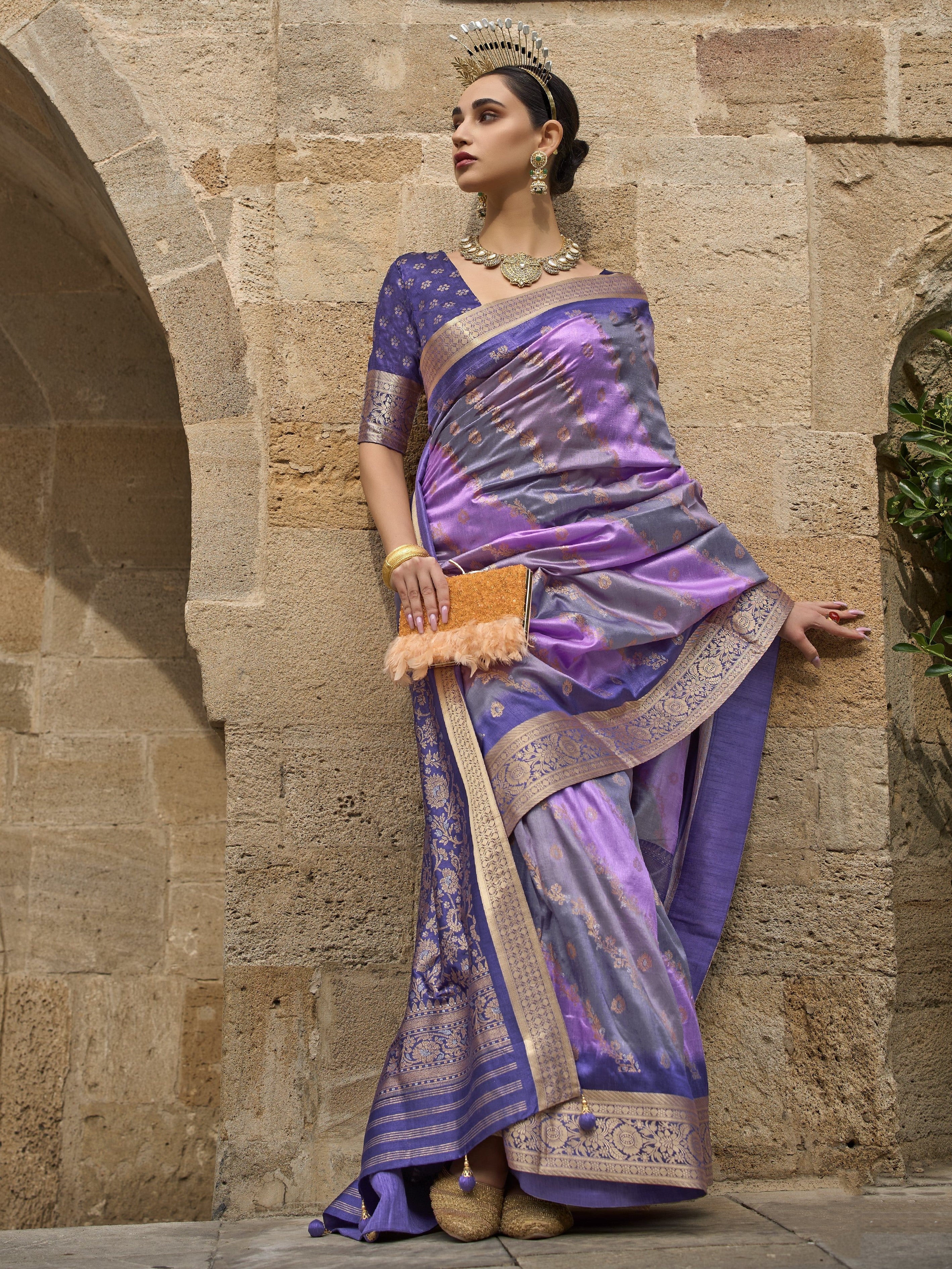 Lavender Bridal Saree and Lavender Bridal Sari Online Shopping