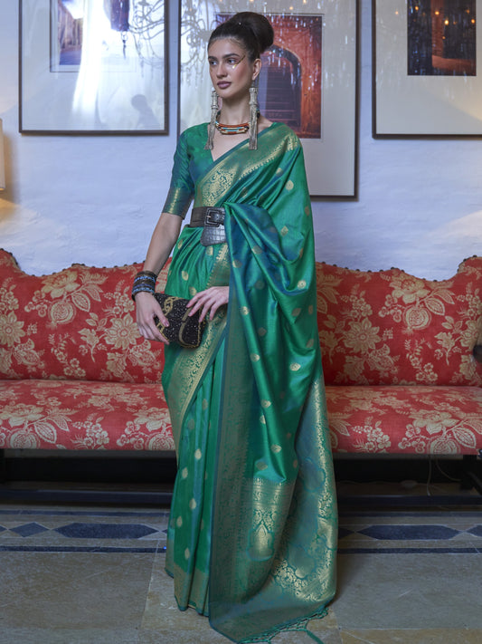 Peacock Green Banarasi Saree