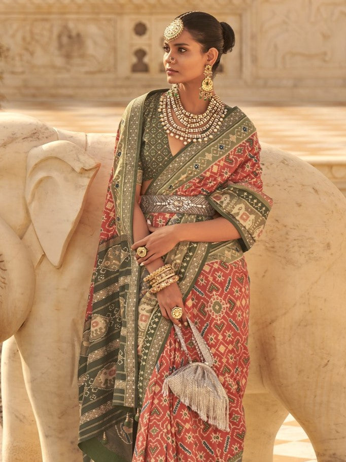 Rust Orange Patola Saree