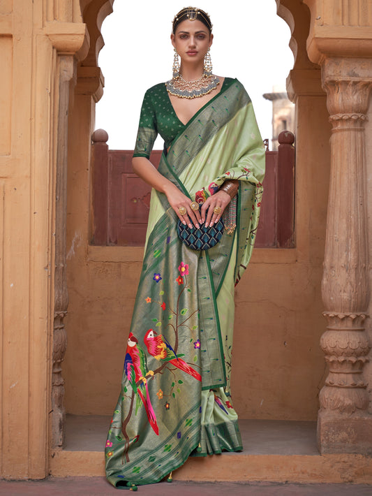 Mint Green Paithani Saree