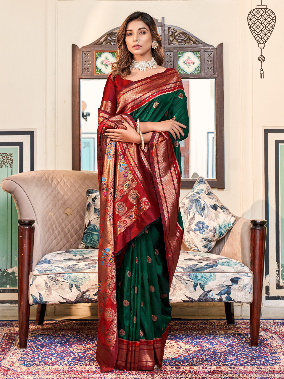 Royal Green Woven Soft Silk Paithani Saree