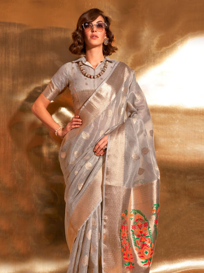 gray saree blouse design