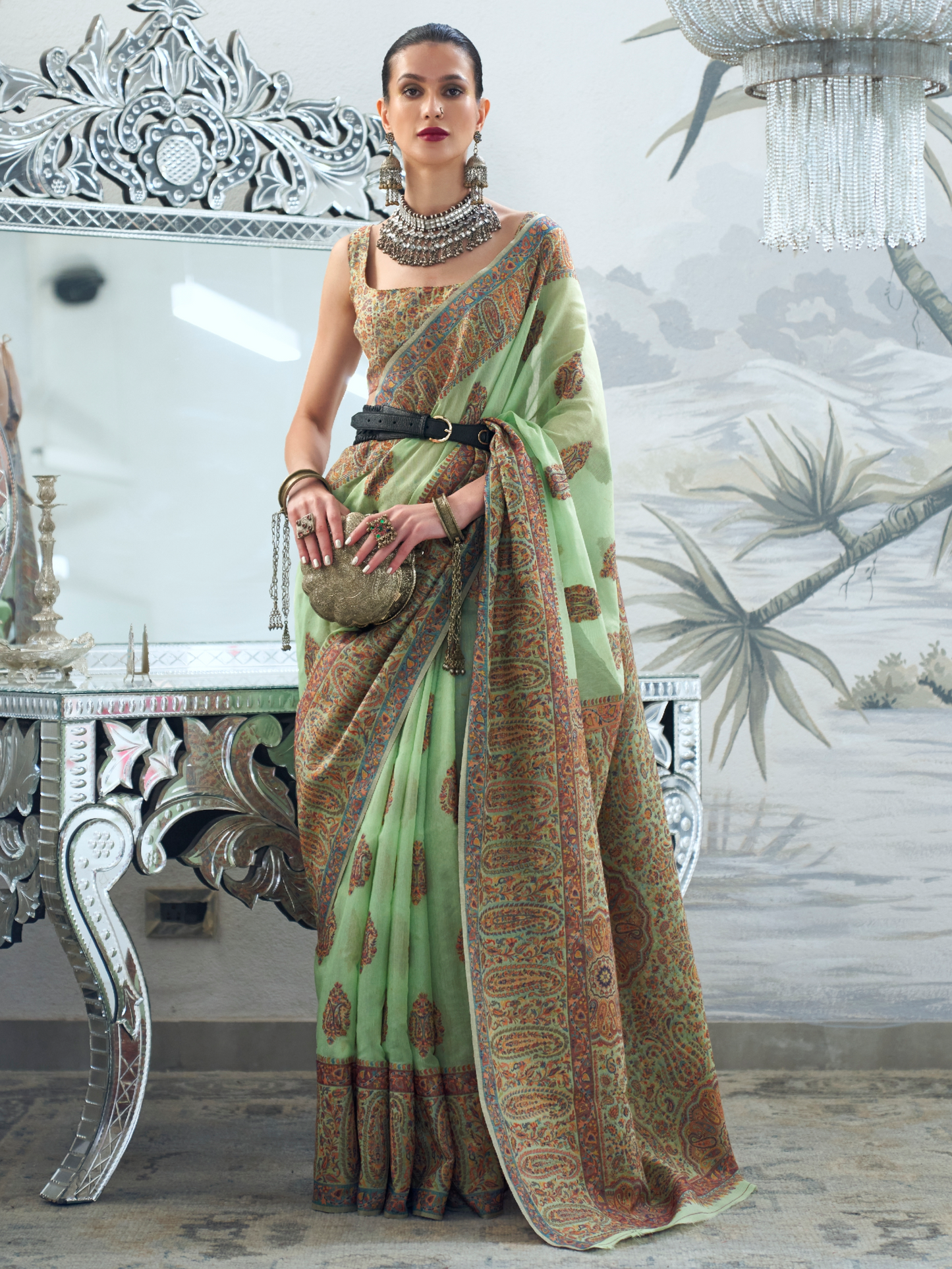 unique pashmina silk saree