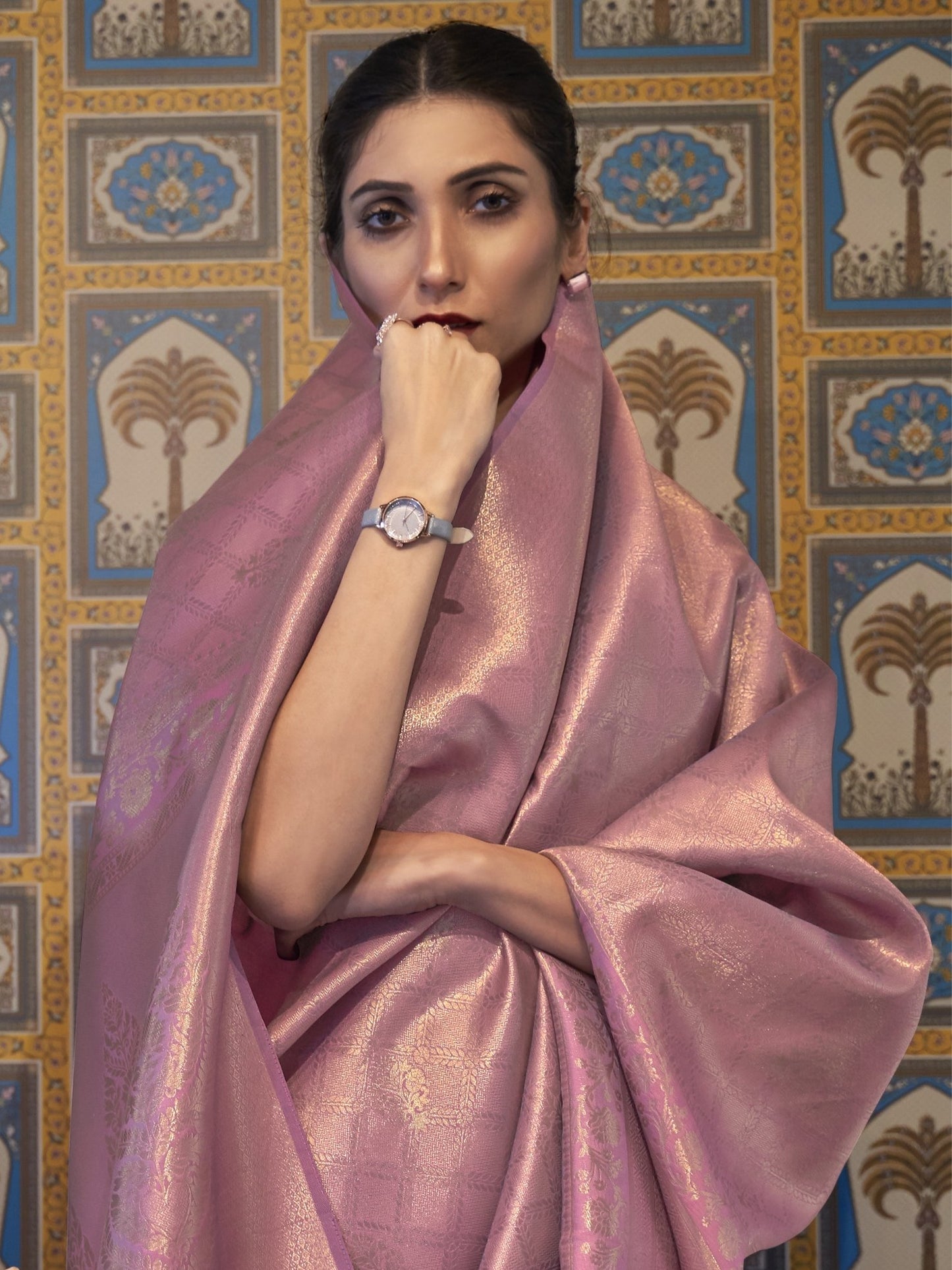 Shiny Lilac Kanjivaram Saree