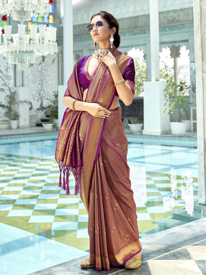 Plum Magenta Kanjivaram Saree