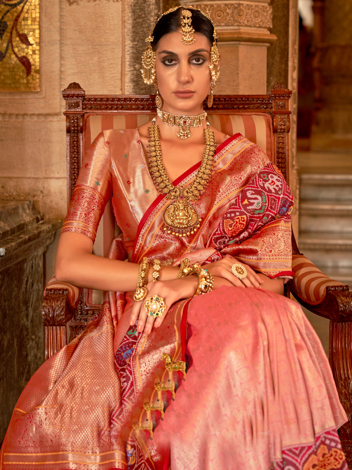 Blush Pink Woven Kanjivaram Patola Silk Saree